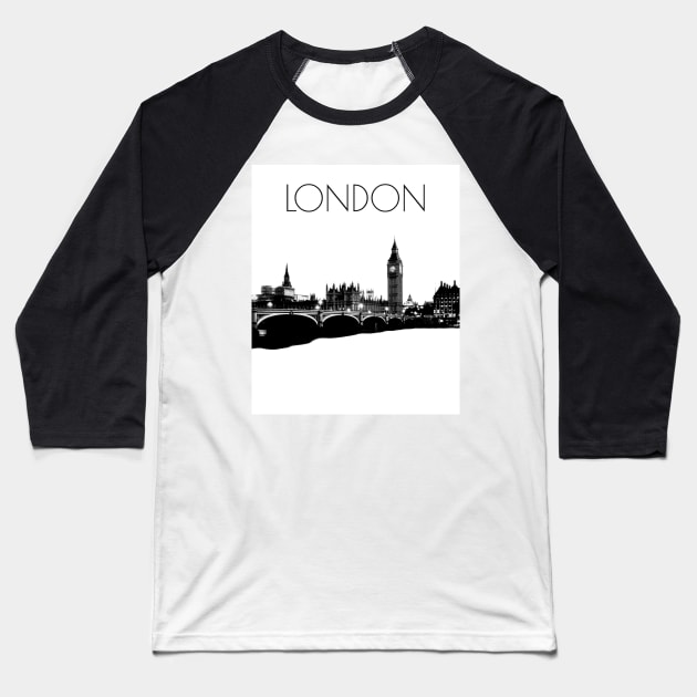 London Thames and Big Ben Baseball T-Shirt by Michelle Le Grand
